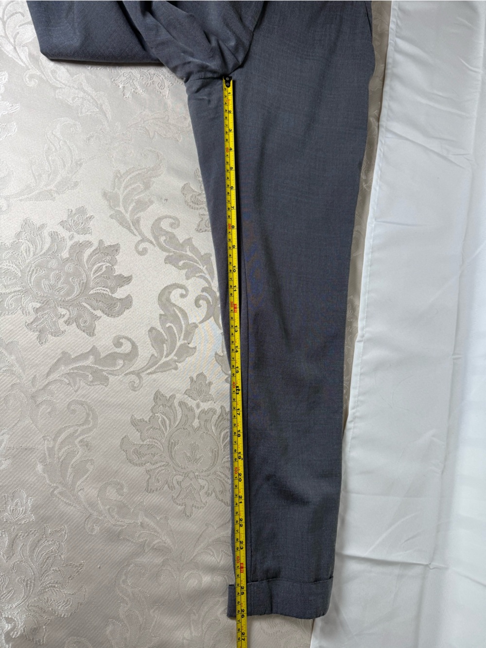 REISS Grey Wool Blend Tailored Cropped Cuff Trousers Pants US 4 - Picture 5 of 11